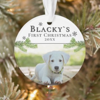 Cute First Christmas Puppy Christmas Photo Ornament