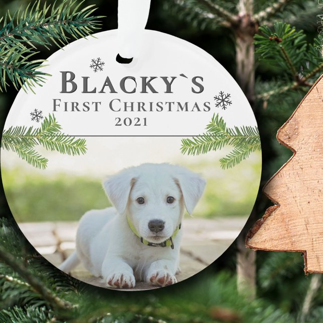 Cute First Christmas Puppy Christmas Photo Ornament (Creator Uploaded)