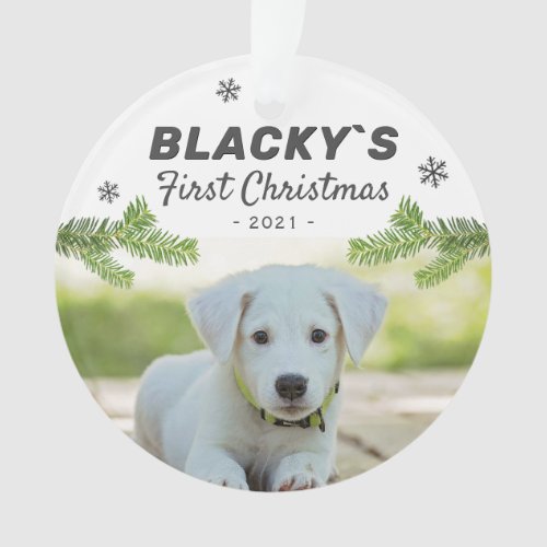 Cute First Christmas Puppy Dog Pet Photo Ornament