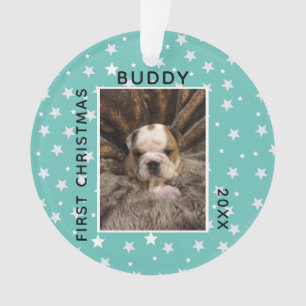Cute First Christmas Puppy Dog Photo Ornament