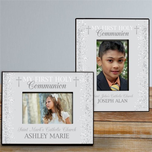 Cute First Communion Confetti Glass Picture Frame 