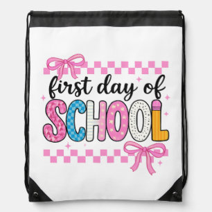 Cute First Day of School Design Drawstring Bag
