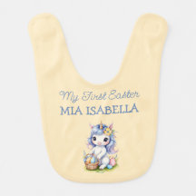 Cute First Easter Unicorn Customizable Baby Bib