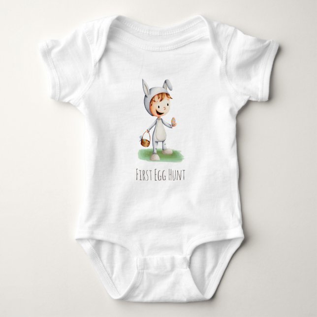 Cute First Egg Hunt Easter Baby Bodysuit (Front)