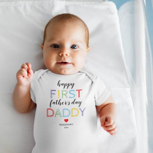 Cute First Fathers Day Baby Bodysuit
