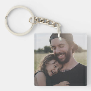 Cute First Father's Day Daddy Daughter Name Photo Keychain