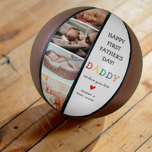 Cute First Fathers Day  Daddy Photo Collage Basketball