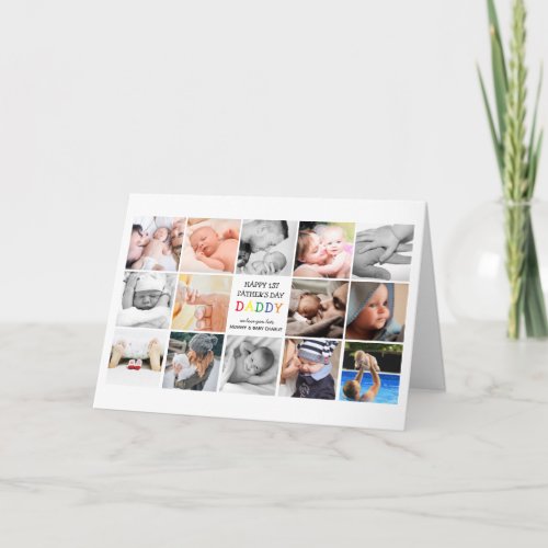 Cute First Fathers Day Daddy  Photo Collage Card
