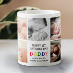 Cute First Father's Day Daddy | Photo Collage Coffee Mug<br><div class="desc">Create your very own special first fathers day gift with this cute photo collage coffee mug. Featuring 9 square photographs and the text 'Happy 1st Father's Day',  the word DADDY in bright colorful letters,  a we love you lots message and names.</div>