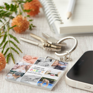 Cute First Father's Day Daddy   Photo Collage Keyc Keychain