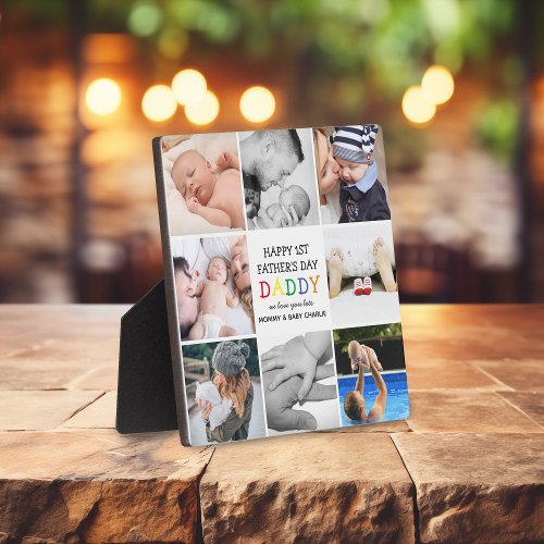 Cute First Fathers Day Daddy  Photo Collage Plaque