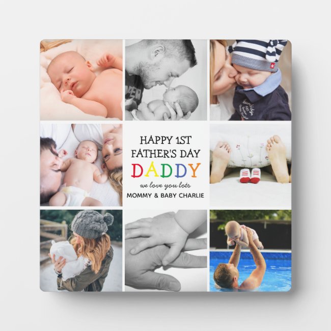 Cute First Father's Day Daddy | Photo Collage Plaque
