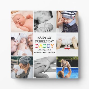 Cute First Father's Day Daddy | Photo Collage Plaque