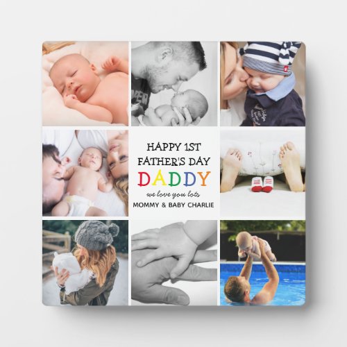 Cute First Fathers Day Daddy  Photo Collage Plaque