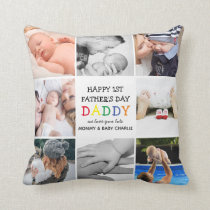 Cute First Father's Day Daddy | Photo Collage Throw Pillow Cute First Father's Day Daddy | Photo Collage Throw Pillow