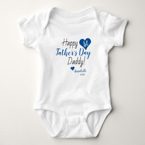 Cute First Fathers Day Gift Blue Baby Girl Boy Baby Bodysuit