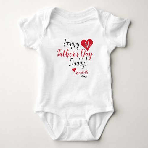 Cute First Fathers Day Gift Red Baby Girl Boy Baby Bodysuit