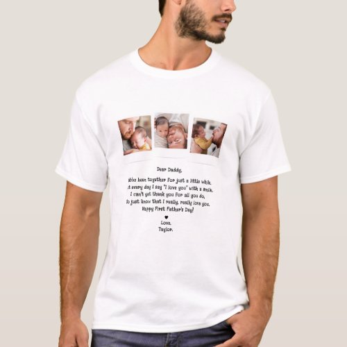 Cute First Fathers Day Poem 3_Photo Collage T_Shirt
