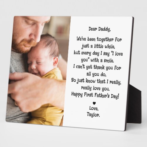Cute First Fathers Day Poem Photo Tabletop Plaque