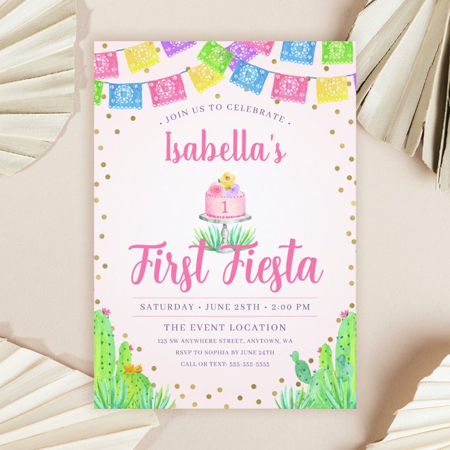 Cute First Fiesta Girl 1st Birthday Invitation (Creator Uploaded)