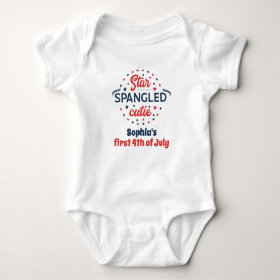 Cute First Fourth of July Personalized Baby Bodysuit