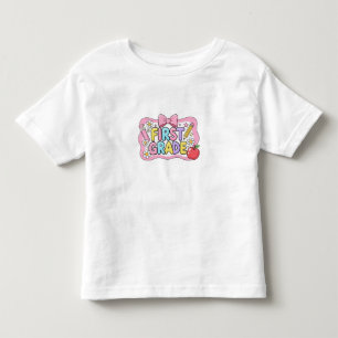 Cute First Grade Kawaii Pink Bow Back to School Toddler T-shirt