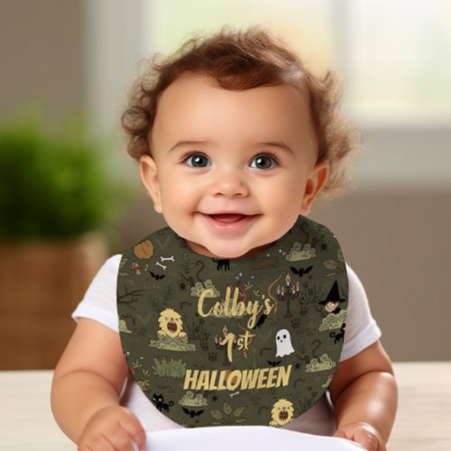 Cute First Halloween Haunted Forest Pattern Baby Bib