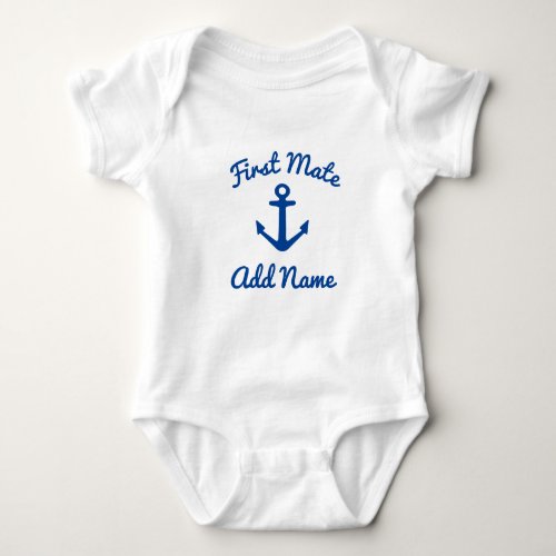 Cute first mate nautical anchor baby bodysuit