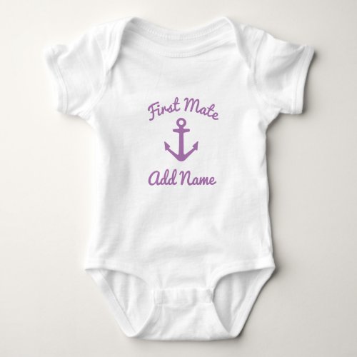 Cute first mate pink anchor baby bodysuit