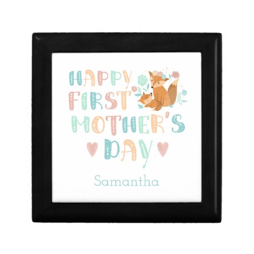 Cute First Mothers Day Boho Typography Gift Box
