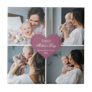 Cute First Mother's Day Gift Photo Collage Ceramic Tile