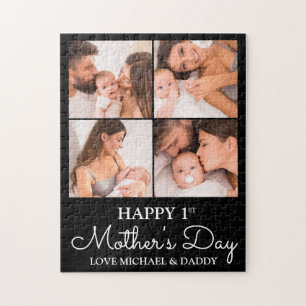 Cute First Mothers Day Modern Photo Collage Jigsaw Puzzle