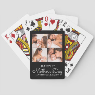 Cute First Mothers Day Modern Photo Collage Poker Cards