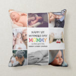 Cute First Mother's Day Mommy| Photo Collage  Thro Throw Pillow<br><div class="desc">Create your very own special first mothers day gift with this cute colorful photo collage pillow. Featuring 8 square photographs and the text 'Happy 1st Mother's Day', the word MOMMY in bright colorful letters, a we love you lots message and names. Makes a wonderful keepsake gift for mom on Mothers...</div>