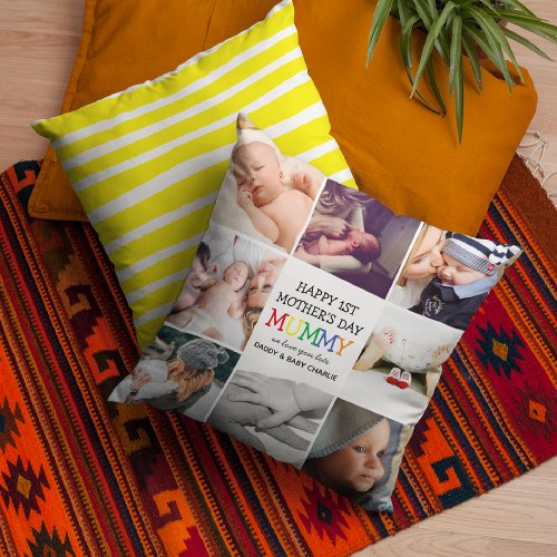 Cute First Mothers Day Mummy  Photo Collage  Throw Pillow