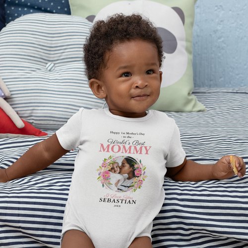 Cute First Mothers Day Photo Baby Bodysuit