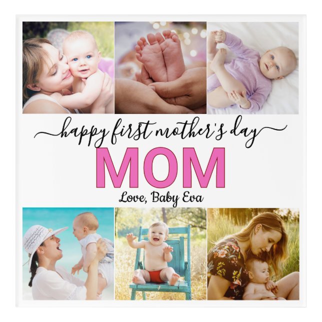 Cute First Mother's Day Photo Collage Keepsake Acrylic Print (Front)