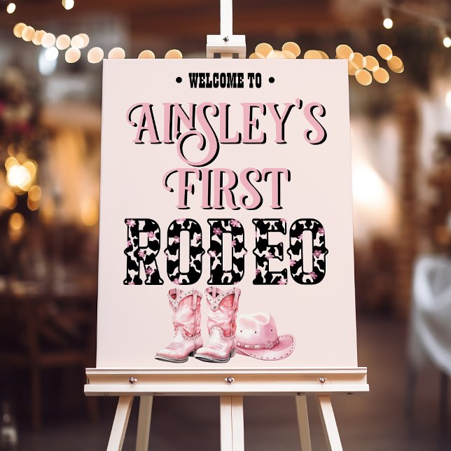 Cute First Rodeo 1st Birthday Custom Welcome Sign (Creator Uploaded)