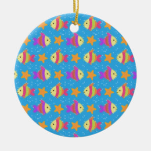 Cute Fish And Starfish Pattern Ceramic Ornament