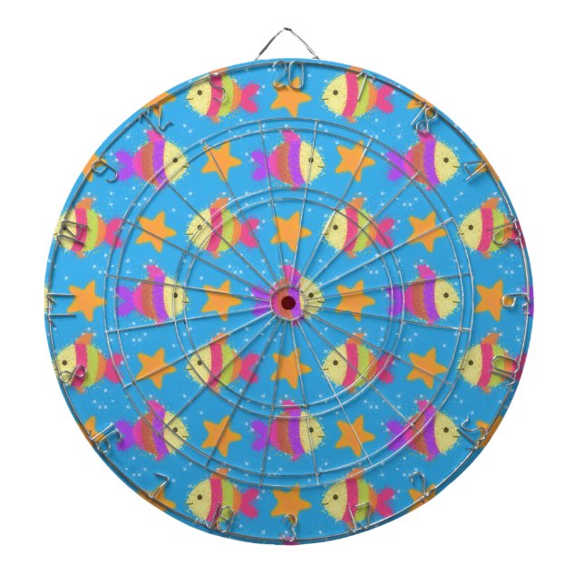 Cute Fish And Starfish Pattern Dartboard With Darts (Front)