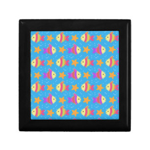 Cute Fish And Starfish Pattern Keepsake Box