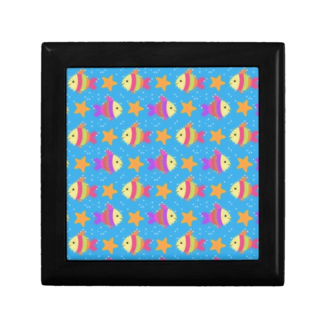 Cute Fish And Starfish Pattern Keepsake Box (Front)