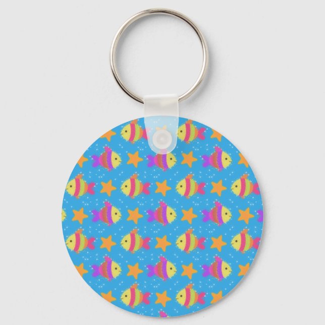 Cute Fish And Starfish Pattern Keychain (Front)