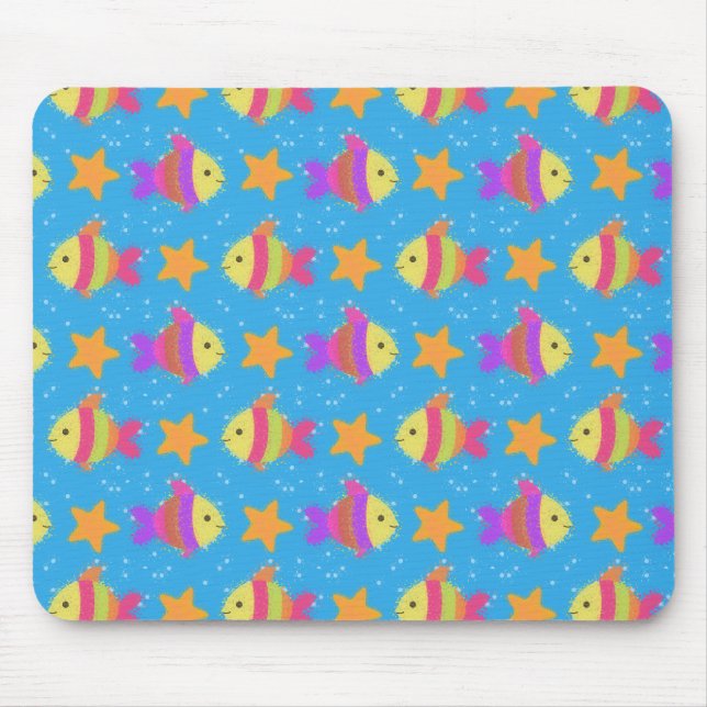 Cute Fish And Starfish Pattern Mouse Pad (Front)