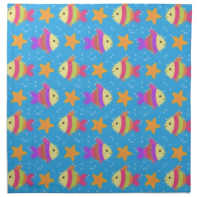 Cute Fish And Starfish Pattern Napkin (Front)