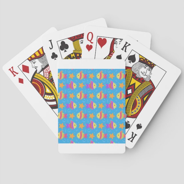 Cute Fish And Starfish Pattern Poker Cards (Back)