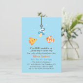 Cute Fish Bait Fishing Baby Shower Invitations (Standing Front)