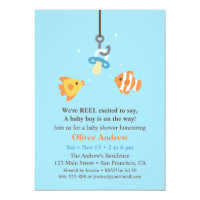 Cute Fish Bait Fishing Baby Shower Invitations