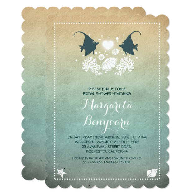 Cute Fish Beach Bridal Shower Invitations