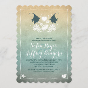 cute fish beach rehearsal dinner invitations